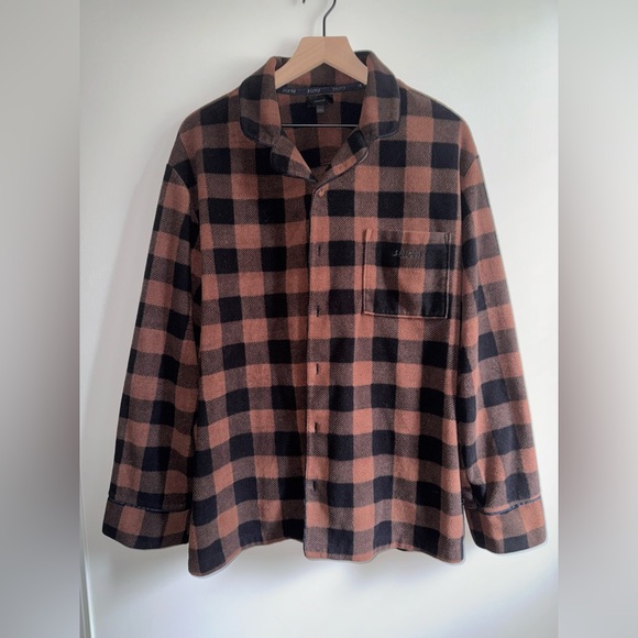 Skims Brown Plaid Polyester Fleece Pajama Set Women’s Size Large - Picture 2 of 13